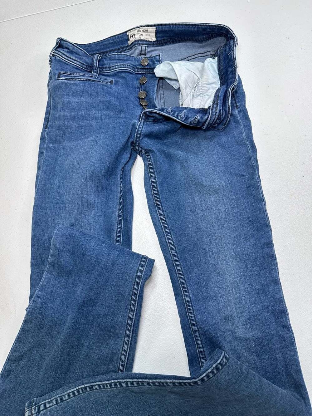 Free People Jeans Size 26 Blue Button Fly Denim Pants